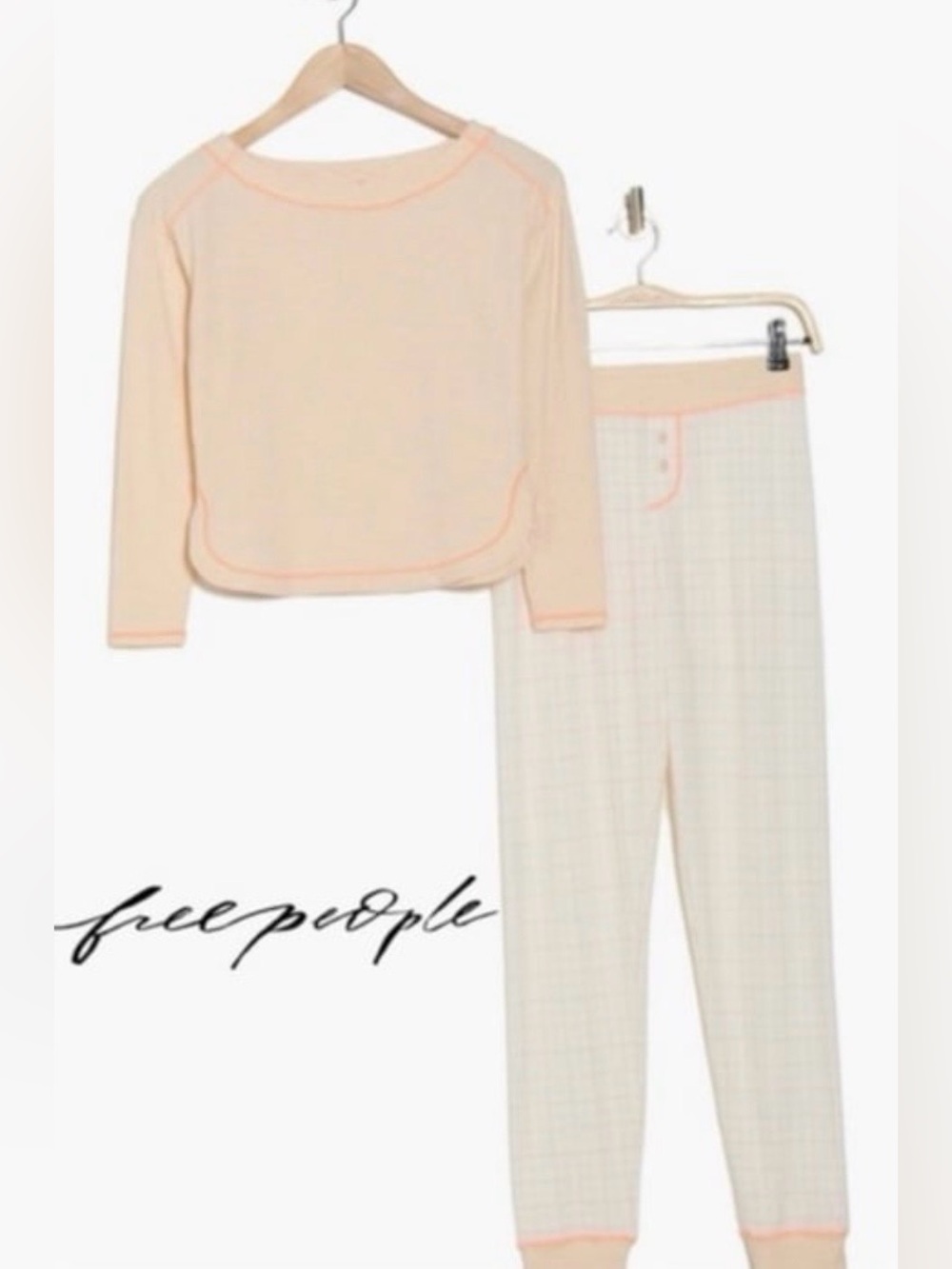Free People Cozy Cream Pajama Set Orange Size S